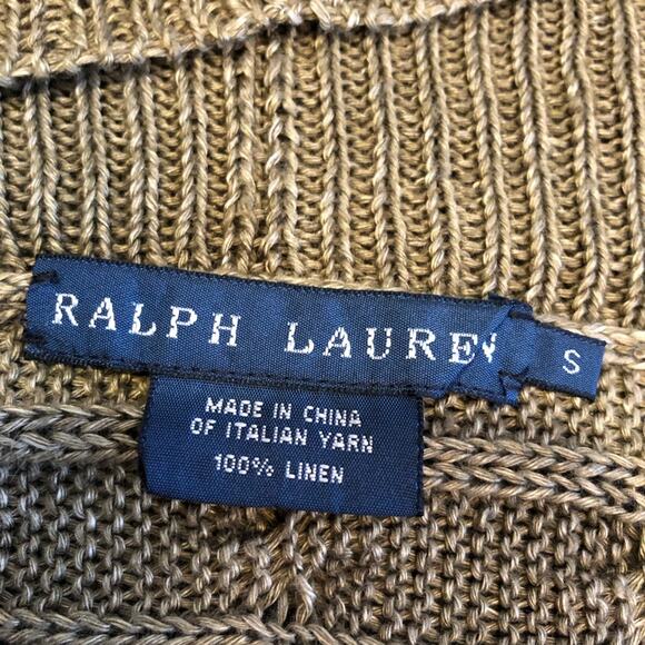 Ralph Lauren bronze brown cable knit linen cocoon open front cardigan size Small - Picture 8 of 14